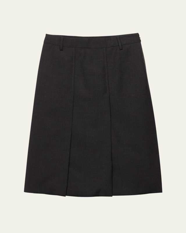 Grisaglia Check Pleated Slit Skirt